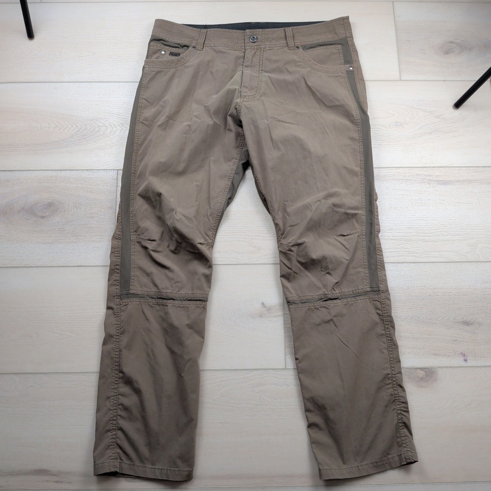 Kuhl Radikl Mens 38x32 Khaki Brown Hybrid Hiking Pants Stretch Exoskeleton 5110